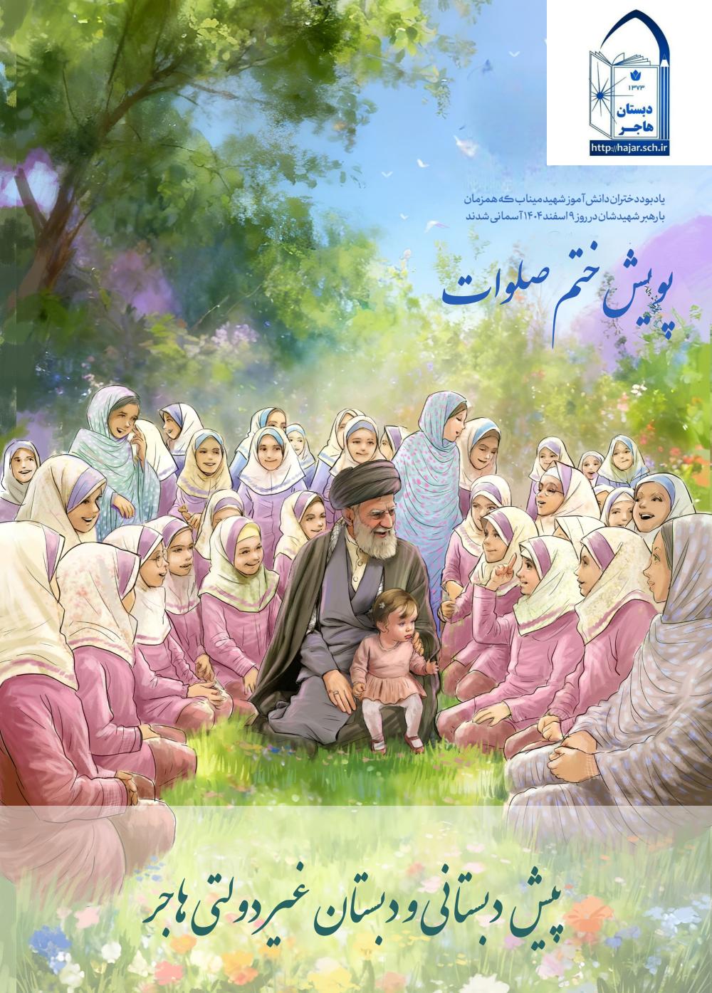 ختم صلوات چهلمین روز شهادت رهبر گرانقدر و شهدای دانش آموز مدرسه شجره طیبه میناب