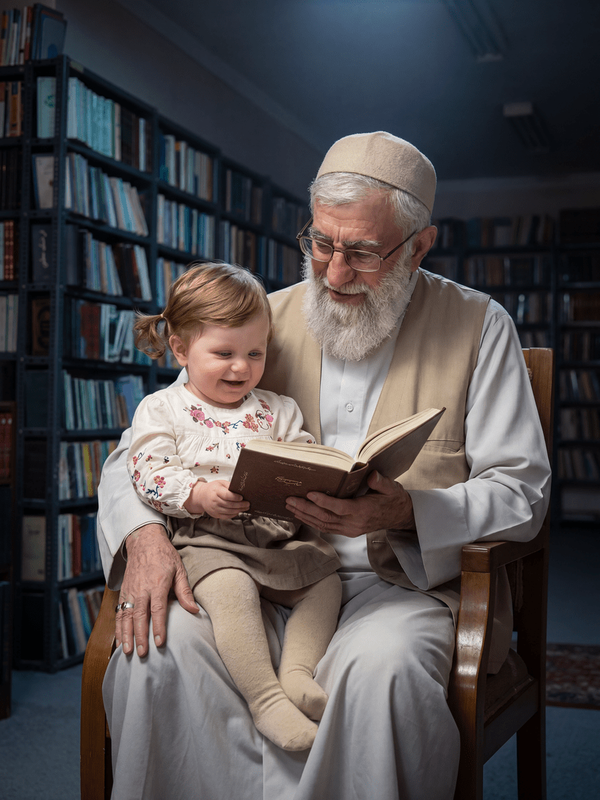 آیت الله سید علی حسینی خامنه ای همراه با دخترعزیزش ونوه عزیزش